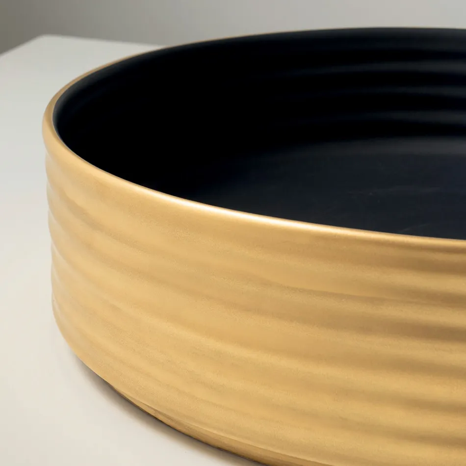 Lavabo sobre encimera de gres porcelánico ondulado fabricado en Italia - Vibrazione viadurini