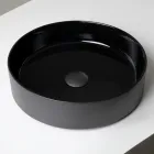 Lavabo de encimera de gres porcelánico torneado a mano Halo, fabricado en Italia viadurini