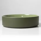 Lavabo de encimera de gres porcelánico torneado a mano Halo, fabricado en Italia viadurini