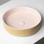 Lavabo de encimera de gres porcelánico torneado a mano Halo, fabricado en Italia viadurini