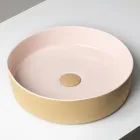 Lavabo de encimera de gres porcelánico torneado a mano Halo, fabricado en Italia viadurini