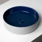 Lavabo de encimera de gres porcelánico torneado a mano Halo, fabricado en Italia viadurini
