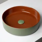 Lavabo de encimera de gres porcelánico torneado a mano Halo, fabricado en Italia viadurini