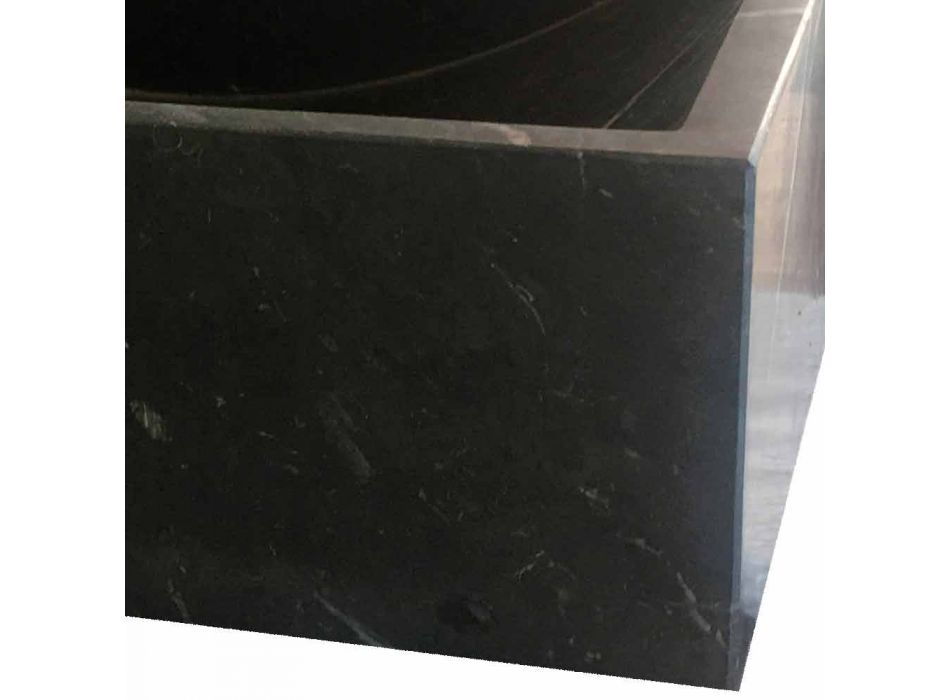 Lavabo sobre encimera en mármol negro cuadrado Marquinia Made in Italy - Bernini viadurini