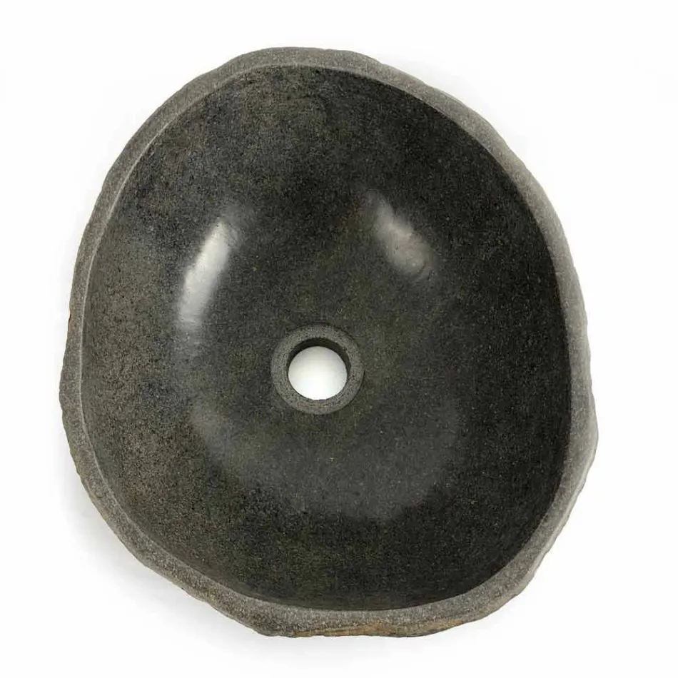 Lavabo sobre encimera en piedra natural de río Agra viadurini