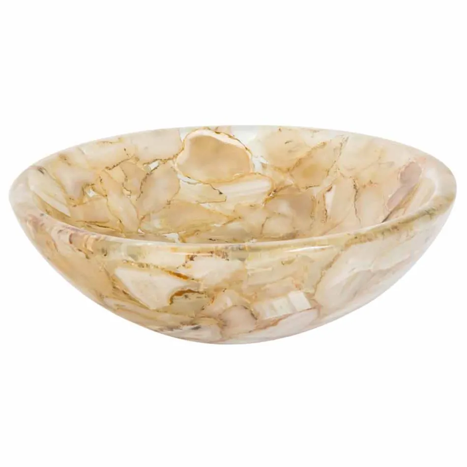Lavabo de resina artificial Alma, piedra de ágata inserta viadurini