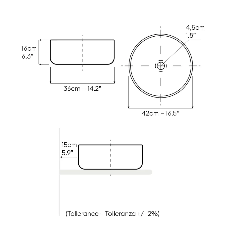 Lavabo de encimera Balance de tierra roja natural decapado a mano viadurini