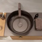 Lavabo de encimera de cristal veneciano resinado y pintado - Excelsior viadurini