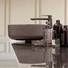 Lavabo de encimera de cristal veneciano resinado y pintado - Excelsior viadurini