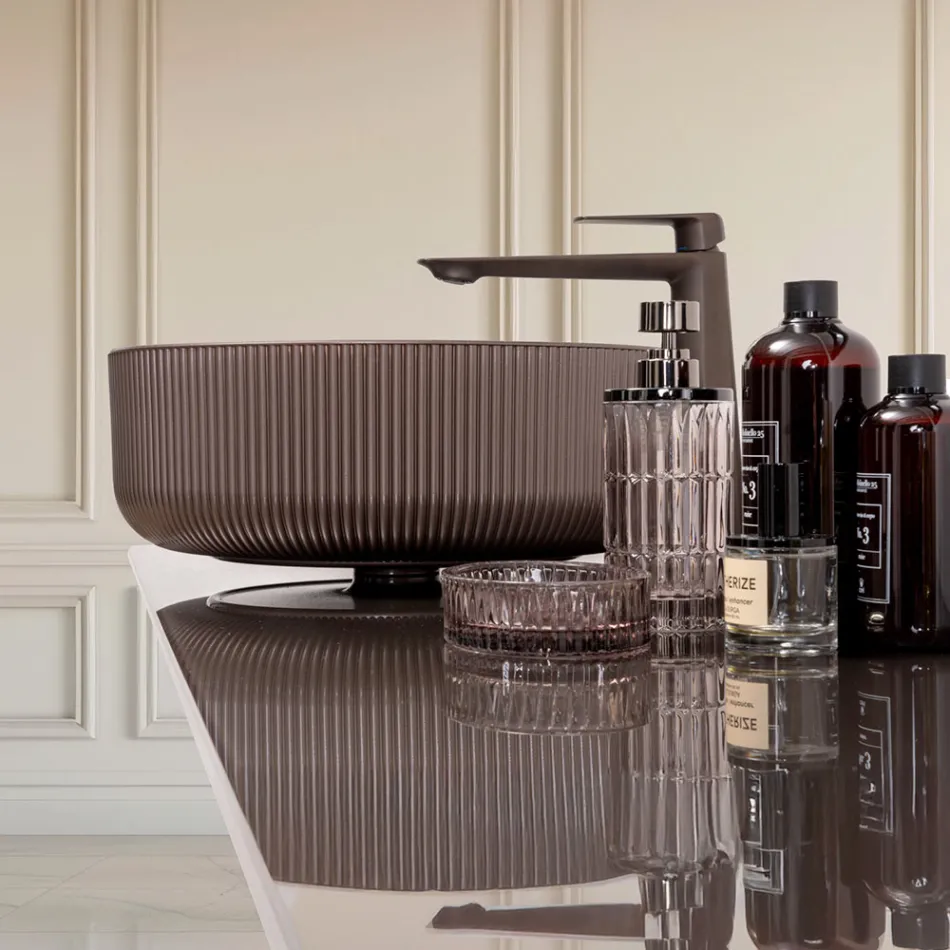 Lavabo de encimera de cristal veneciano resinado y pintado - Excelsior viadurini