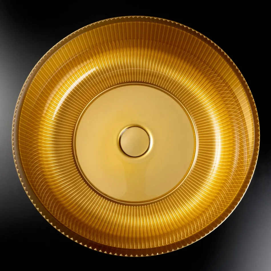 Lavabo de encimera de cristal veneciano resinado y pintado - Excelsior viadurini