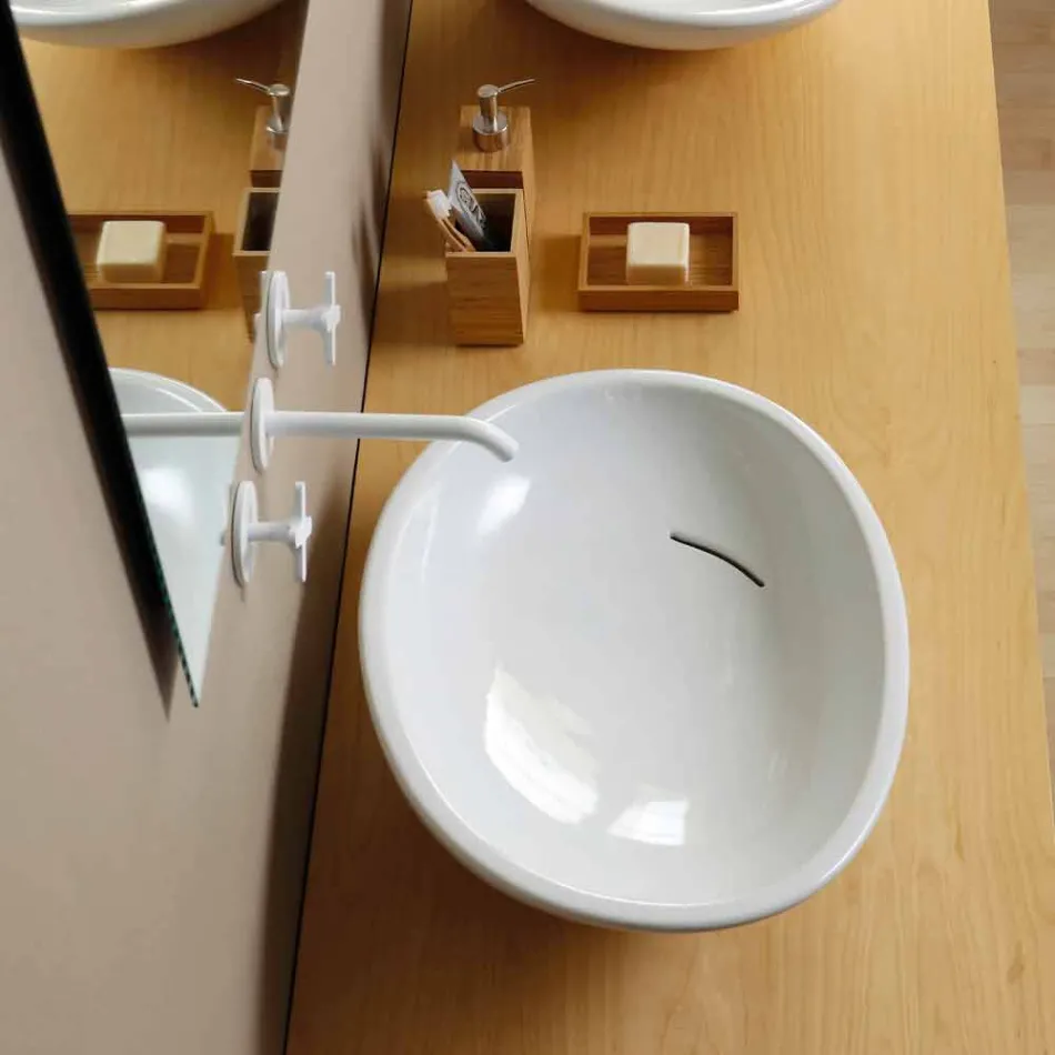 Diseño de lavabo de cerámica inclinado hecho en Italia Brillante viadurini