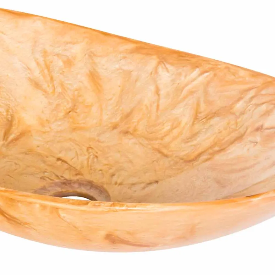 Lavabo sobre encimera moderno de resina hecha a mano - Malegno viadurini