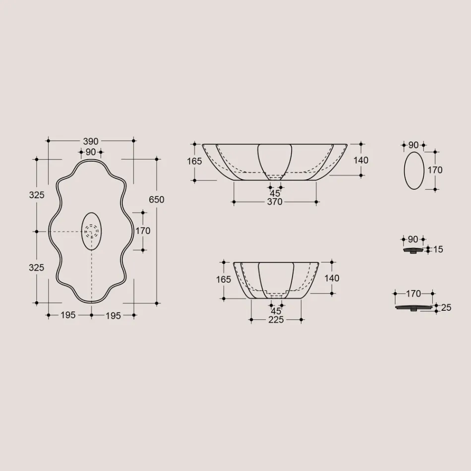 Lavabo sobre encimera moderno de cerámica brillante Made in Italy - Cube viadurini