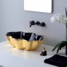 Lavabo sobre encimera moderno en cerámica dorada y negra hecho en Italia Cube viadurini