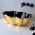 Lavabo sobre encimera moderno en cerámica dorada y negra hecho en Italia Cube