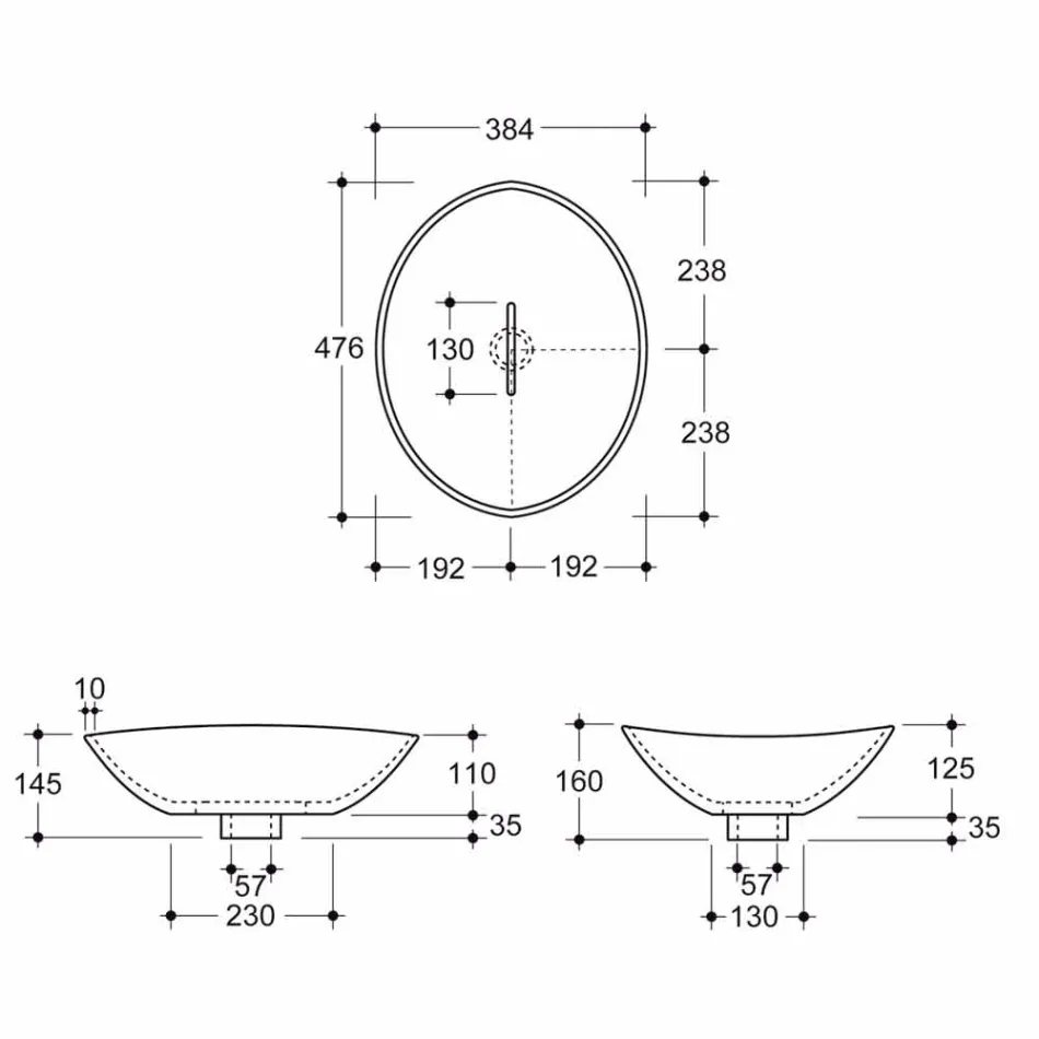 Lavabo sobre encimera de cerámica moderno hecho en Italia. viadurini