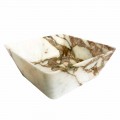 Lavabo sobre encimera moderno en mármol Calacatta de diseño Made in Italy - Kuore