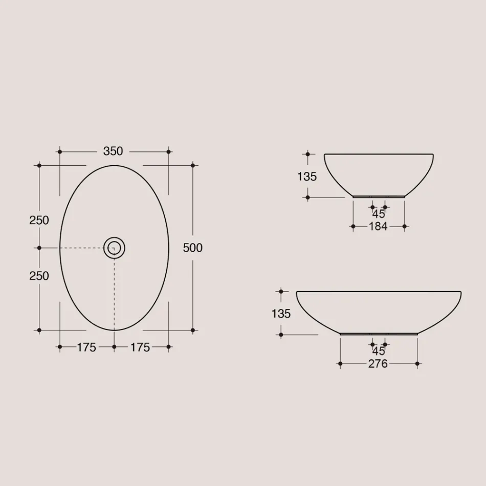 Lavabo sobre encimera ovalado de cerámica brillante Made in Italy - Ferry viadurini