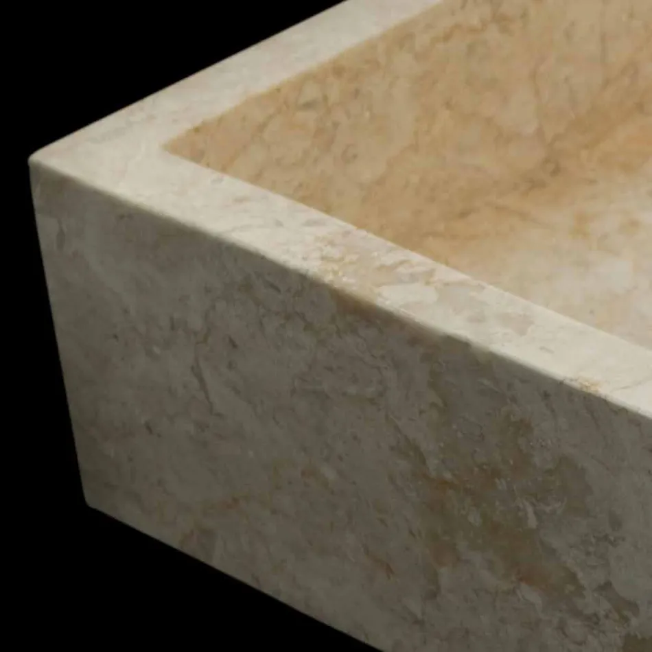 Lavabo sobre encimera blanco en piedra natural Jef, pieza única viadurini