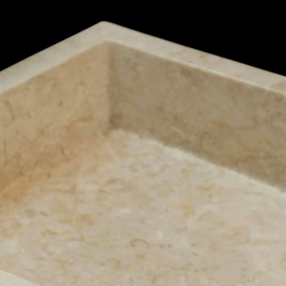 Lavabo sobre encimera blanco en piedra natural Jef, pieza única viadurini