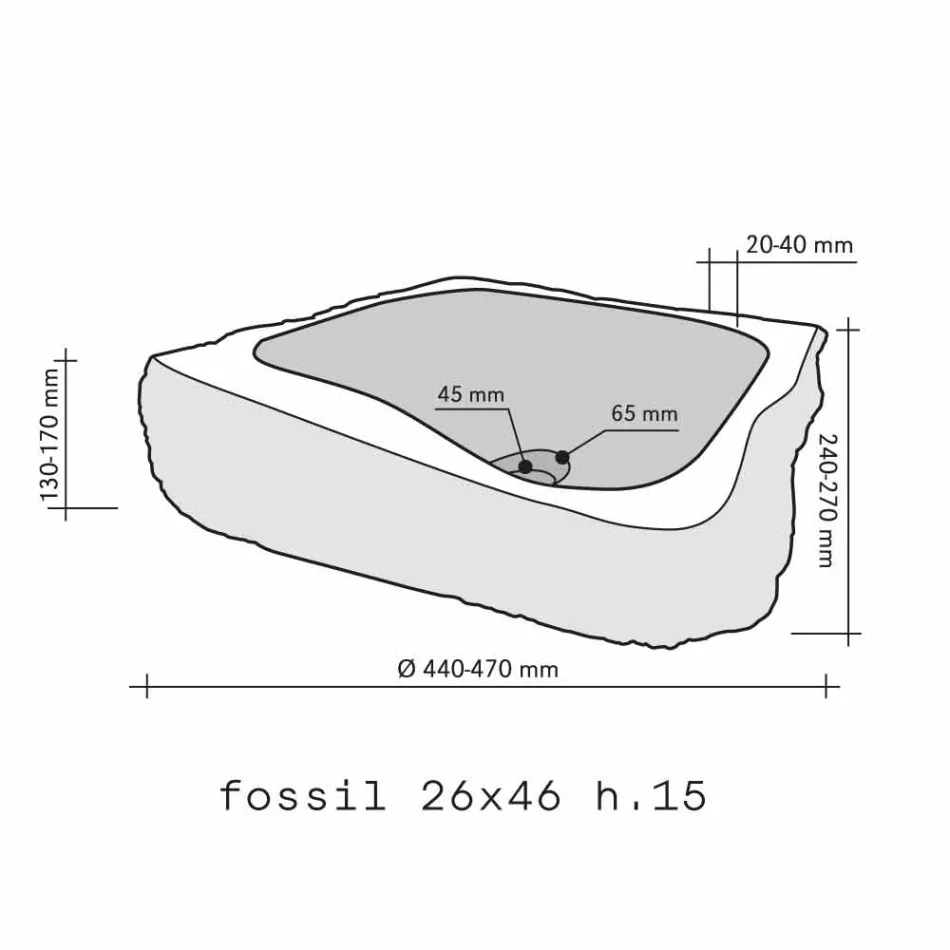 Encimera pieza de soporte de madera fósil Goa viadurini