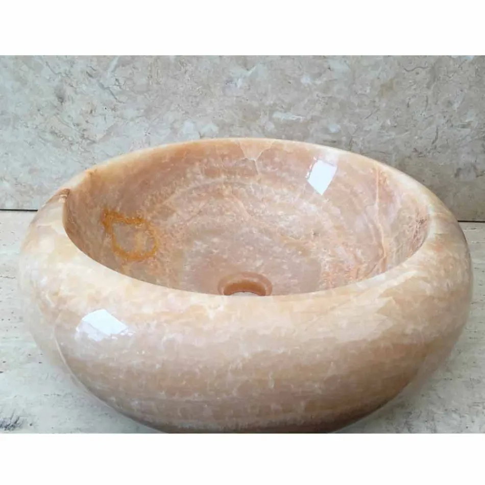 Lavabo sobre encimera simple hecho a mano en Arlie ónix viadurini