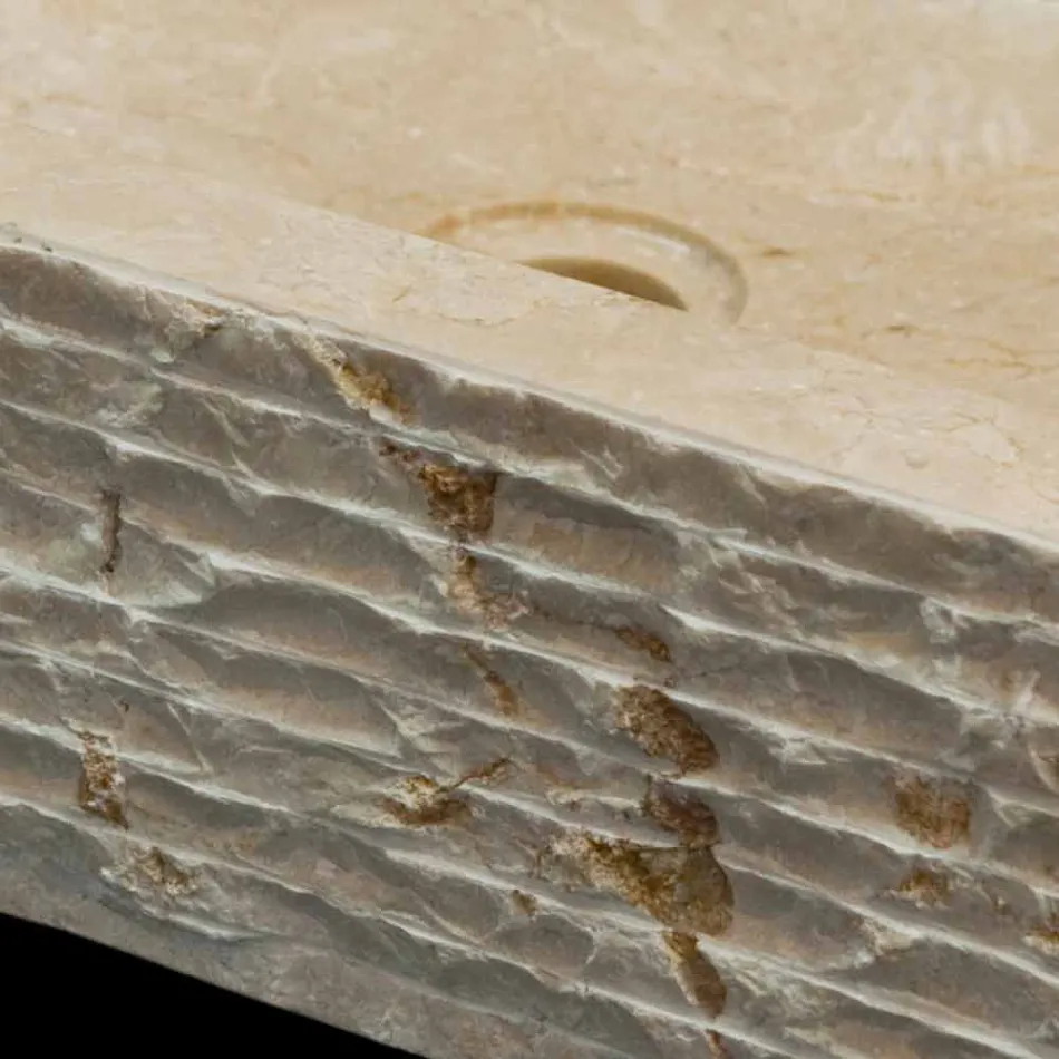 Lavabo de una sola pieza de piedra natural blanco hidráulico viadurini