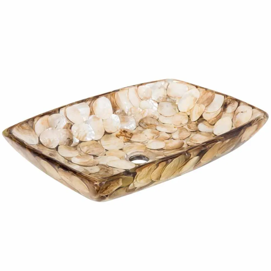 pieza única Lavabo de resina artificial Inez, hecho a mano viadurini