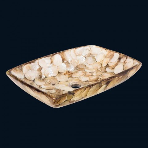 Lavabo sobrencimera de resina artificial hecho a mano Inez