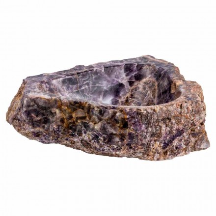 Lavabo sobre encimera hecho a mano en piedra amatista, Vidor viadurini