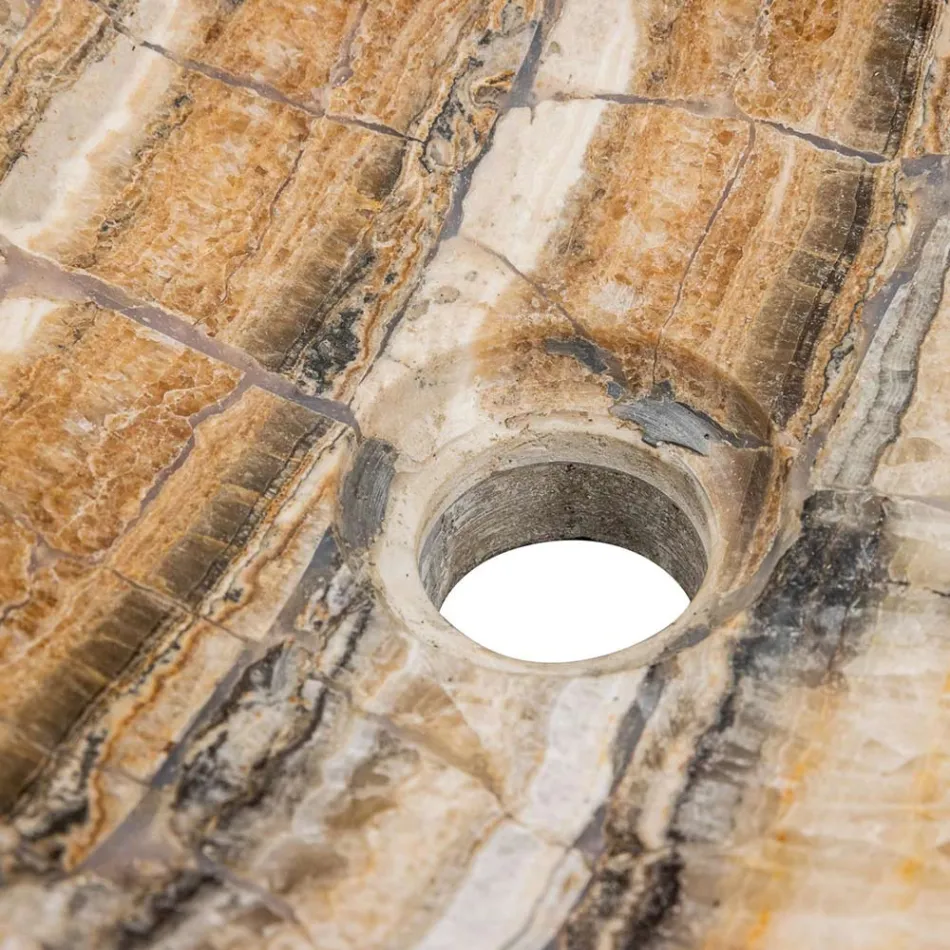 Lavabo sobre encimera realizado artesanalmente en piedra de rio, Palata viadurini