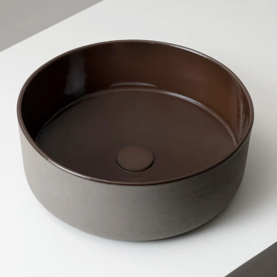 Lavabo sobre encimera de tierra natural en varios acabados - Balance viadurini