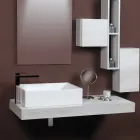 Lavabo rectangular de cerámica para encimera con diseño moderno - Papavero viadurini