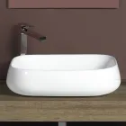 Lavabo rectangular de cerámica para encimera con diseño moderno - Papavero viadurini