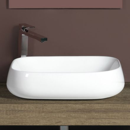 Lavabo rectangular de cerámica para encimera con diseño moderno - Papavero viadurini