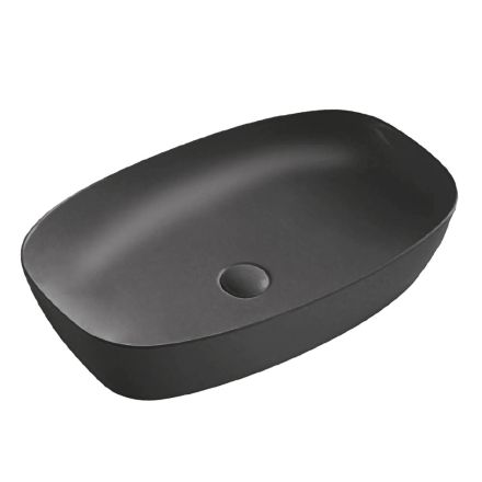 Lavabo rectangular de encimera Aster en cerámica negra mate y blanca. viadurini