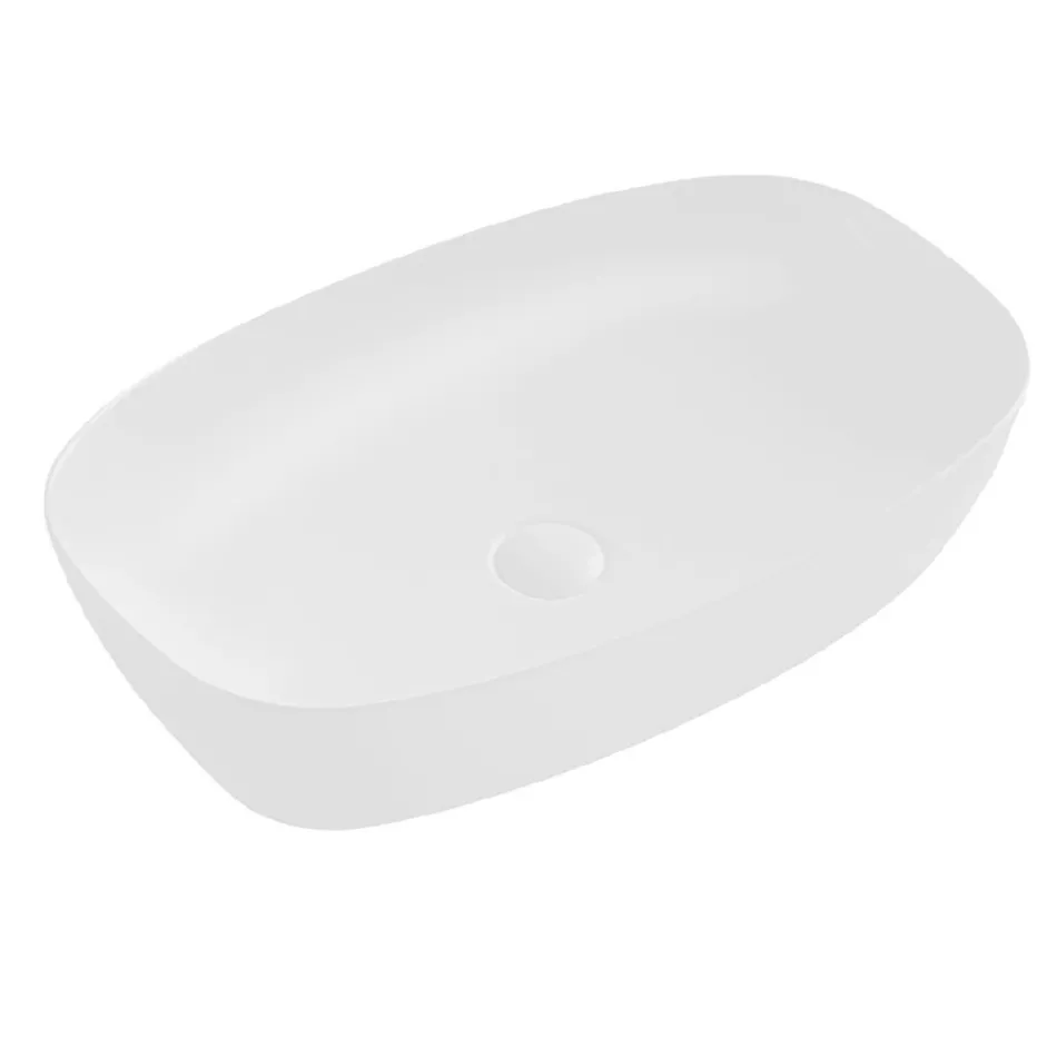 Lavabo rectangular de encimera Aster en cerámica negra mate y blanca. viadurini
