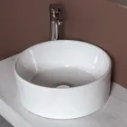 Lavabo redondo de encimera en cerámica blanca y diseño moderno - Papavero viadurini
