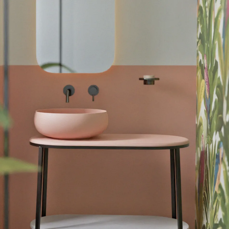 Lavabo sobre encimera redondo de cerámica coloreada Made in Italy - Bowl viadurini