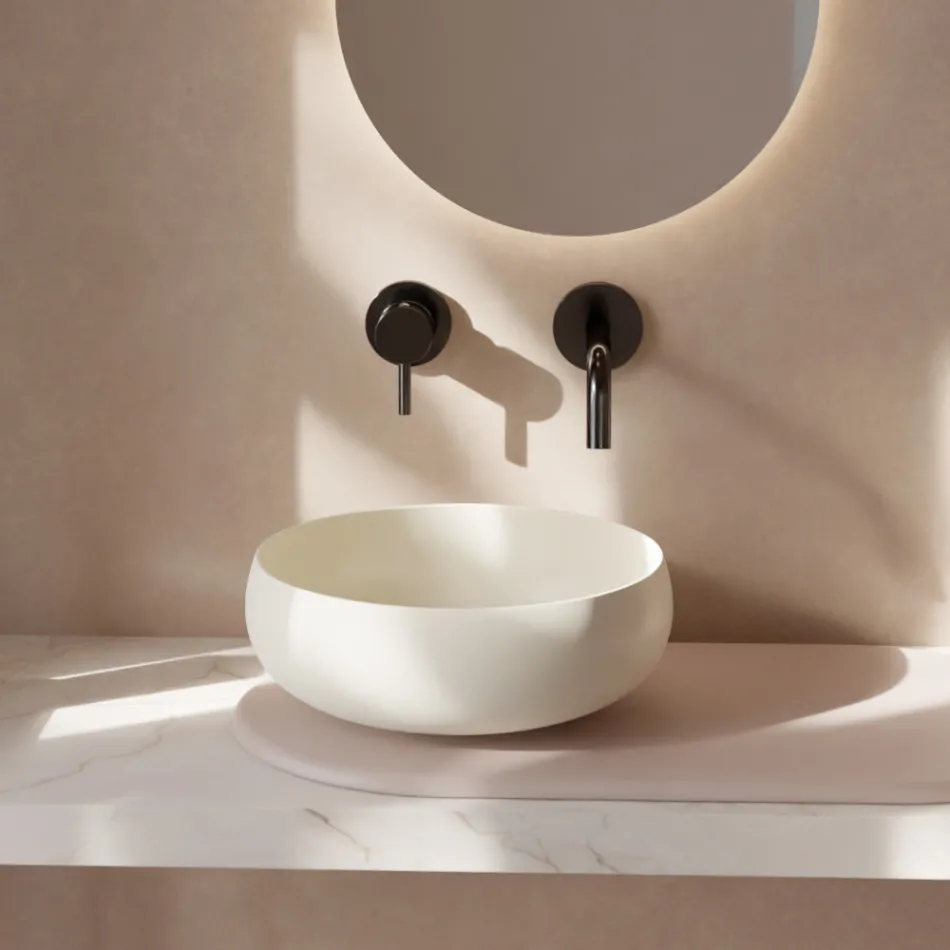 Lavabo sobre encimera redondo de cerámica coloreada Made in Italy - Bowl viadurini