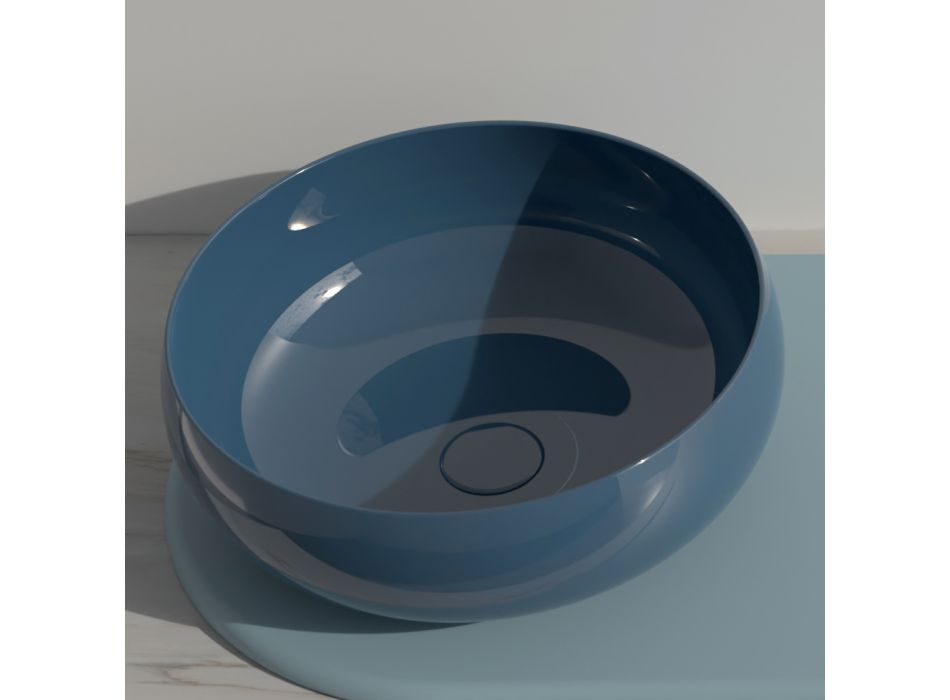 Lavabo sobre encimera redondo de cerámica coloreada Made in Italy - Bowl viadurini