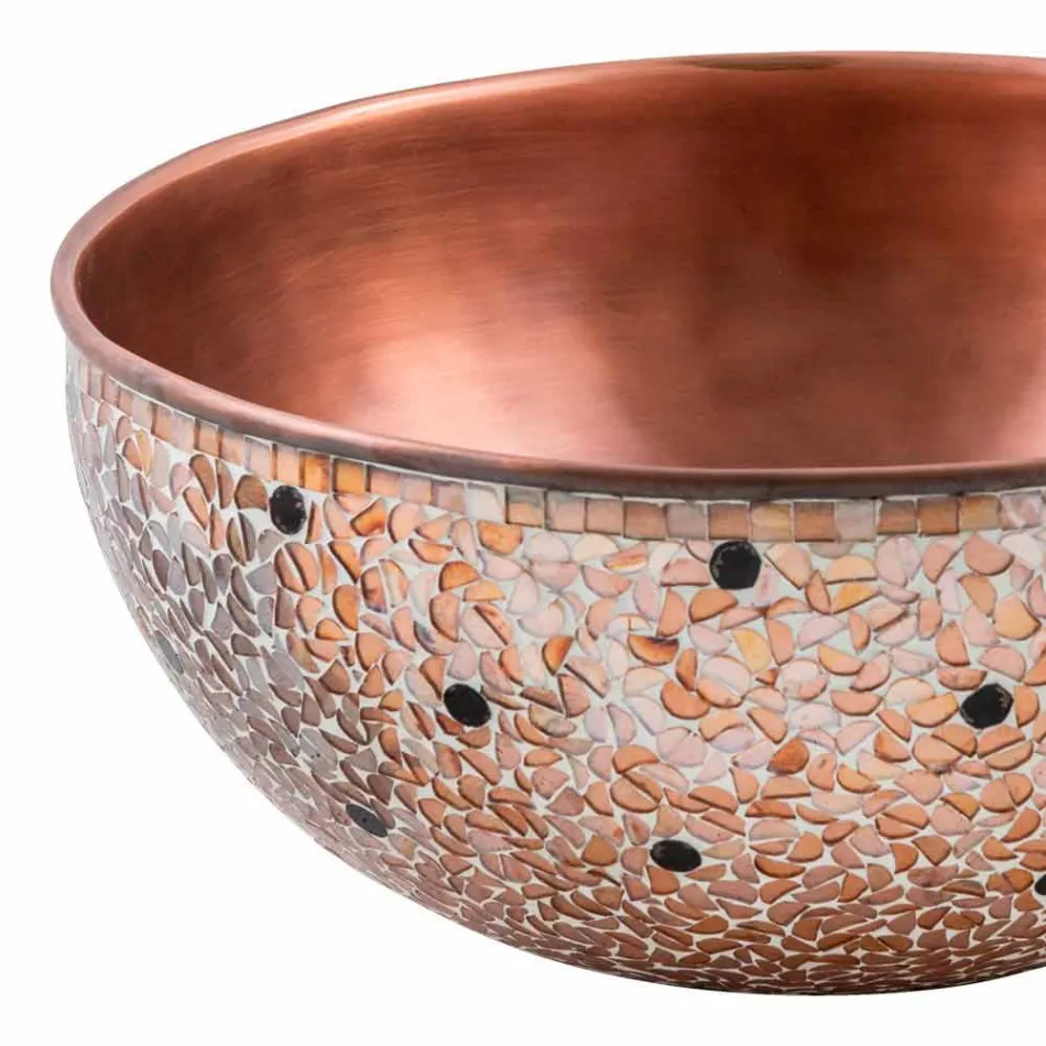 Lavabo sobre encimera redondo hecho a mano de cobre, Murello viadurini