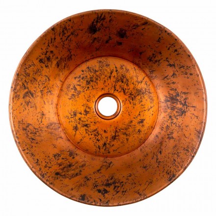 Lavabo sobre encimera redondo hecho a mano en cobre, Palosco viadurini