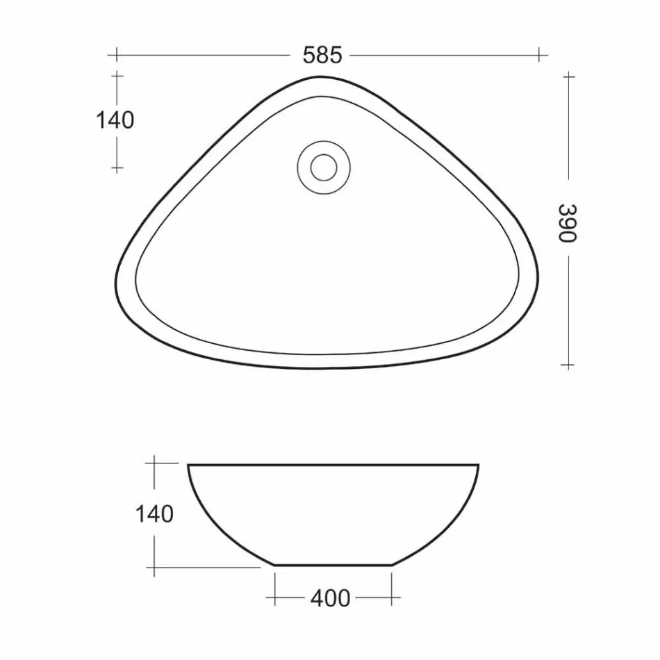 Lavabo sobre encimera en forma de cerámica blanca Made in Italy - Hamburg viadurini