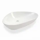 Lavabo sobre encimera en forma de cerámica blanca Made in Italy - Hamburg viadurini