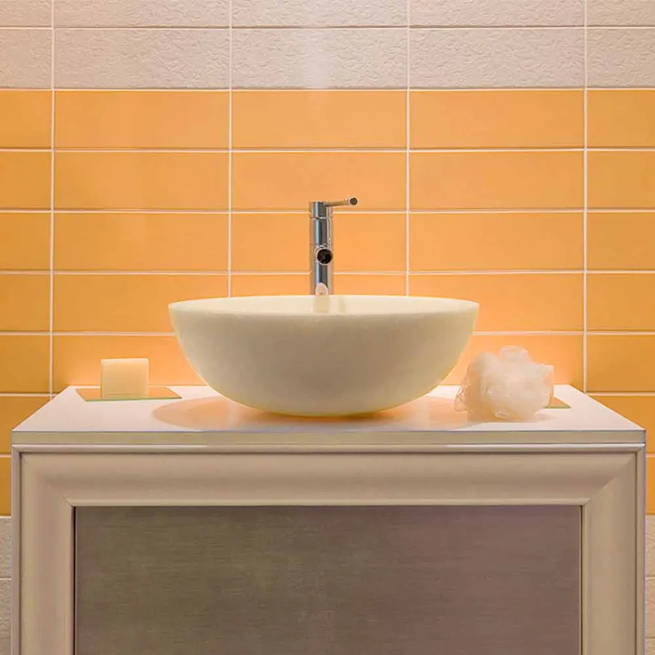 Lavabo con apoyo externo Ronda Beige pulido Nusa viadurini