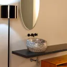 Caiman Lavabo sobre encimera redondo de cerámica realizado en Italia Diseño Elisa viadurini