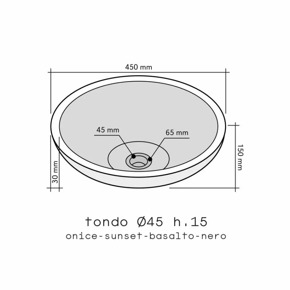 Giava onyx lavabo sobre encimera redondo viadurini