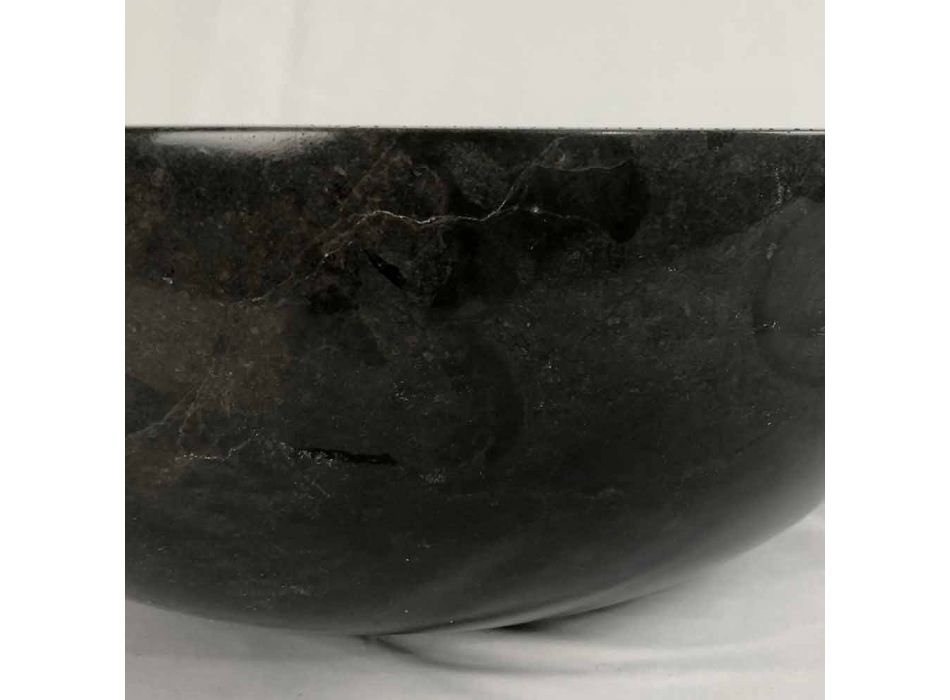 Lavabo sobre encimera redondo negro en piedra natural Levi, pieza única viadurini